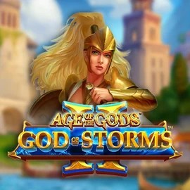 Age Of The Gods: God Of Storms 2 slot logo by Playtech at Spinfin Casino