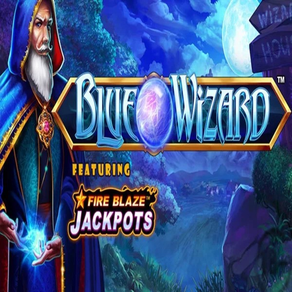 Blue Wizard Fire Blaze Jackpots casino game by Rarestone Gaming – featured logo at Spinfin Casino