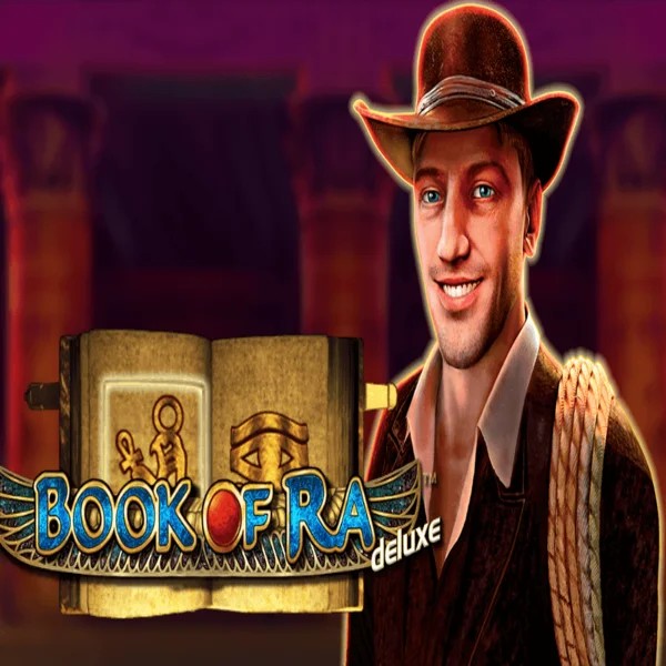 Book of Ra Deluxe slot visual from Novomatic available on spinfincasino.eu.com