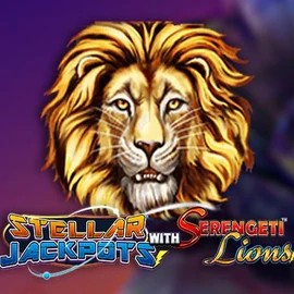 Stellar Jackpots with Serengeti Lions slot logo by Lightning Box Game at Spinfin Casino