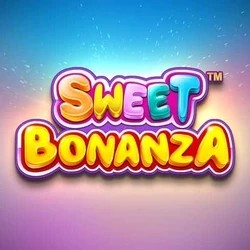 Sweet Bonanza online game logo by Pragmatic Play on spinfincasino.eu.com